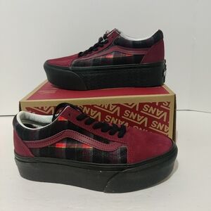Women's Size 6.5 - VANS Old Skool Stackform Velvet Plaid VN0A7Q5M02Y